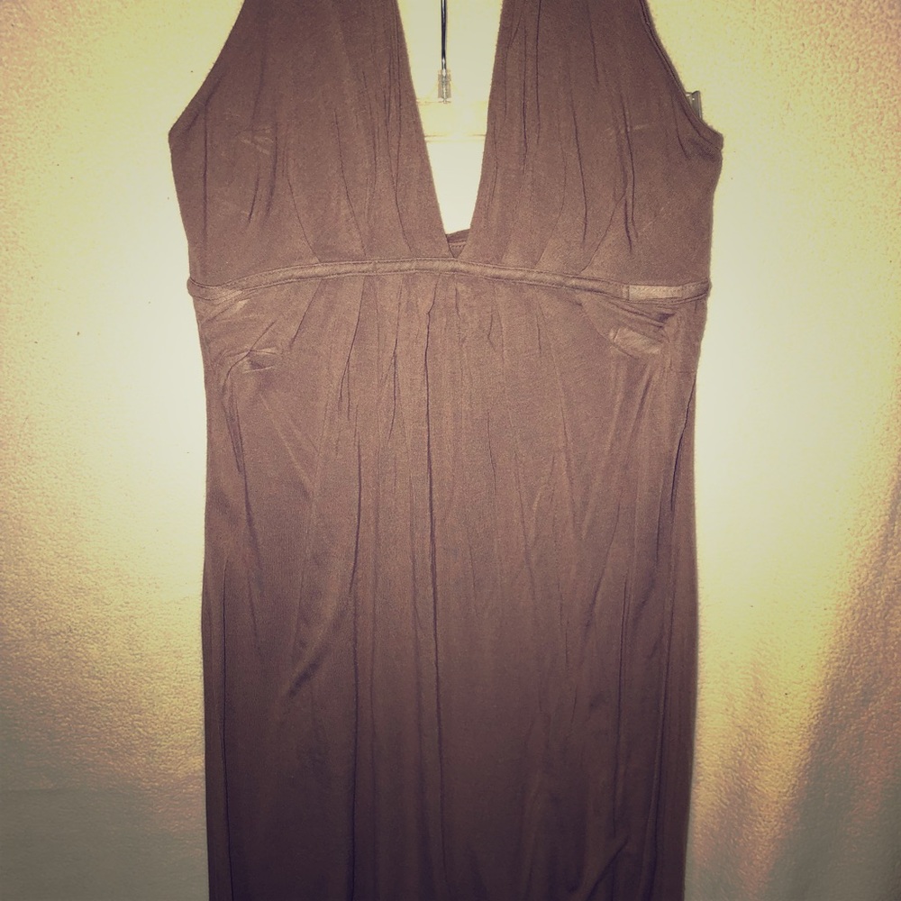 Tan Halter-Top Swimsuit Cover